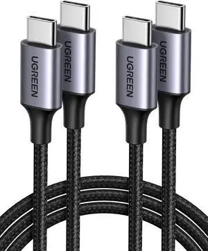USB C to USB C Cable 3.3FT 60W 2-Pack USB C Cable Nylon Braided Type C Cord for iPhone 16/15 Galaxy S24/S23/S22 Pixel 8/7 MacBook Air/Pro  XPS iPad Pro/Mini/Air Switch Steam Deck