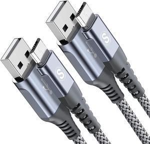 sweguard Micro USB Cable 6.6ft 2-Pack Android Charger Cable, Micro USB Nylon Braided Charger Cord for Samsung Galaxy S7 Edge S6 S2 J7 J5 J3 J3V J2,LG K10 V10,Moto E6 5 4,Kindle,Fire Tablet,PS4-Grey