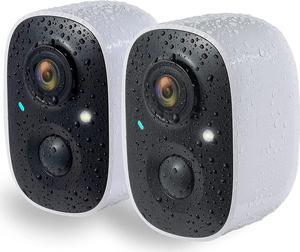 Security Camera Wireless Outdoor, Outdoor Camera Wireless 2-Way Talk Battery Powered Wi-Fi Cameras for Outside and Indoor 1080P Night Vision AI Motion Detection Siren Alarm IP65 Weatherproof 2-Pack