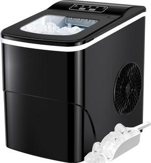 Ice Maker Machine for Countertop, 9 Bullet Ice Cubes Ready in 6 Minutes, 26lbs in 24Hrs Portable Ice Maker Machine Self-Cleaning, 2 Sizes of Bullet-Shaped Ice for Home Kitchen Office Bar Party