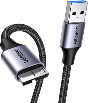 UGREEN Micro USB 3.0 Cable, USB 3.0 A to Micro B Cord Nylon Braided External Hard Drive Cable Compatible with Samsung Galaxy S5, Note 3/Pro 12.2, Western Digital, Toshiba, My Passport, etc 1.5 FT