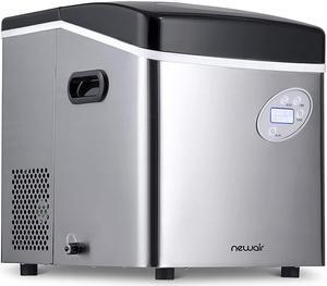 Newair Portable Ice Maker 50 lb. Daily, 12 Cubes in Under 7 Minutes - Compact Countertop Design - 3 Size Bullet Shaped Ice - for Kitchen/Office/RV/Bar - Stainless Steel