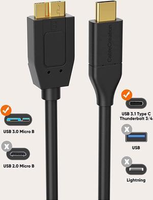 CableCreation USB C Hard Drive Cable 1FT, 10Gbps Data Transfer Speed, USB C to Micro B Male Cable, Compatible with Seagate, WD, Toshiba, Samsung External Hard Drive and More - Black