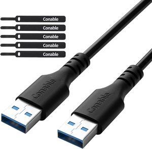 Short USB to USB Cable 2 Feet USB 3.0 Male to Male Cord Type A 5Gbps Data Transfer Cable for Hard Drive Laptop DVD Player USB 3.0 Hub Monitor Camera Set Up Box with 5 pcs Cable Ties- 2 ft