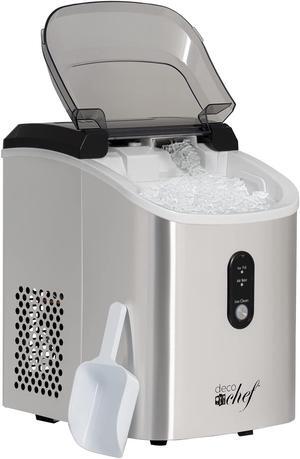Deco Chef 33LB Per Day Countertop Ice Maker, 1-Click Automatic Operation, Self-Cleaning, Chewable Soft Nugget Ice, Stainless Steel