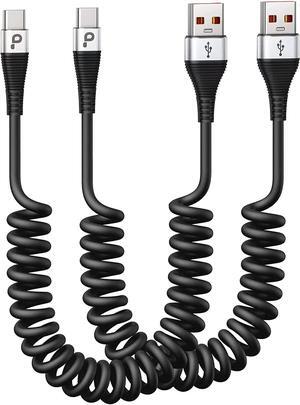 USB C Cable Fast Charging 2Pack 3ft Coiled USB A to Type C Charge Cord for Car USB-C Charging Cable Compatible with iPhone 16/15/ Galaxy S20 S10 S9 S8 Plus Note 10 9 8 and More USB C Devices