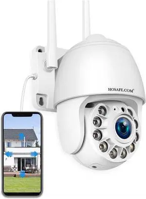 Cameras for Home Security Outdoor WiFi, Plug-in 24/7 Video Surveillance System, Spotlight Color Night Vision, Human Motion Detection, PTZ Auto Tracking, Two Way Talk, Waterproof
