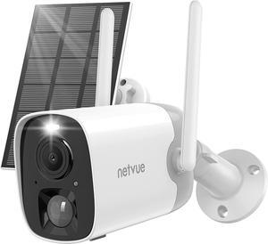 NETVUE Security Camera with Solar Panel, 2K Color Night Vision AI Motion Detection, WiFi Home Wireless Outdoor Camera, IP65 Weatherproof, 2 Way Audio, Spotlight Siren Alarm, Cloud/SD Storage
