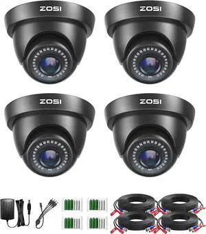 ZOSI 4 Pack 1080P 1920TVL HD-TVI Dome Security Cameras Indoor Outdoor Home Surveillance 2MP 80ft Night Vision Weatherproof CCTV Camera Kit for 720P/1080N/1080P/5MP/4K HD-TVI, AHD, CVI Analog DVR