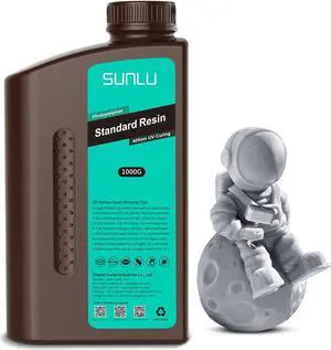SUNLU 3D Printer Resin, 1kg Fast Curing Standard 3D Resin for LCD DLP SLA Resin 3D Printers, 395-405nm UV Light Curing 3D Printing Liquid Photopolymer Resin, Low Shrinkage, High Precision, 1000g, Grey