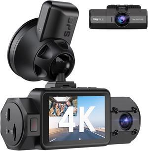 N2S 4K Dash Cam with GPS, Front and Inside Dual 2.5K 1440P, IR Night Vision Uber Car Camera, 24/7 Recording Parking Mode, Motion Detection, 256GB Supported