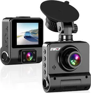 iiwey Dash Cam Front and Inside 1080P Dual Dash Camera for Cars with IR Night Vision, IPS Display Car Camera with Loop Recording, Parking Mode, G-Sensor for Taxi Driver, Max 128GB