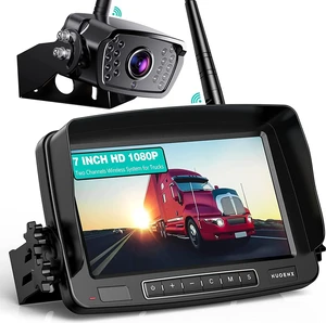 Wireless Backup Camera, 7 Inch Monitor Rear View Camera System for RV, Trailers, Trucks, 5th Wheels, Support 2 Cameras, IP69 Waterproof 18 LED IR Night Vision 152° View Camera, DIY Guide Lines Wireless Backup Camera, 7 Inch Monitor Rear View Camera System for RV, Trailers, Trucks, 5th Wheels, Support 2 Cameras, IP69 Waterproof 18 LED IR Night Vision 152° View Camera, DIY Guide Lines