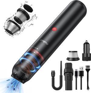 RUBOT Car Vacuum Cleaner, 16KPA Strong Suction Car Vacuum Cordless Rechargeable, Hand held Vacuum,Portable Vacuum Cleaner for Home/Car,Free car Charger,Mini Vacuum,Handheld Vacuum,Black(P12 Plus)