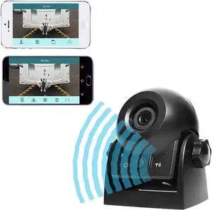 Wireless Backup Dash Cam, MHCABSR WiFi Reversing Camera Work with Phone IP68 Waterproof IR Night Vision Wide Angle Magnetic Rear View Parking Camera for Trailers Trucks RVs