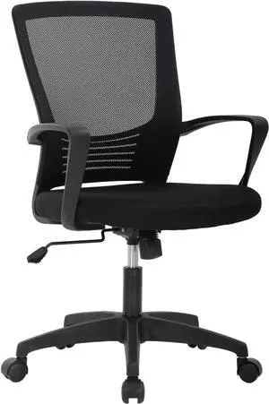 Simple Home Ergonomic Desk Office Chair Mesh Computer Chair, Lumbar Support Modern Executive Adjustable Stool Rolling Swivel Chair for Back Pain, Chic Modern Best Home Computer Office Chair, Black