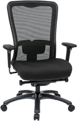 Office Star ProGrid High Back Professional Manager's Office Chair with Breathable Mesh and Adjustable Lumbar Support, Titanium Finish Base with Coal FreeFlex Fabric