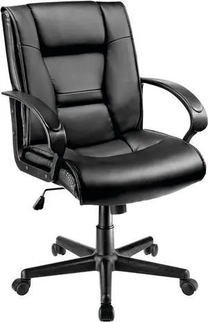 Brenton Studio® Ruzzi Vinyl Mid-Back Chair, 41-3/4"H x 24-1/2"W x 27-1/6"D, Black