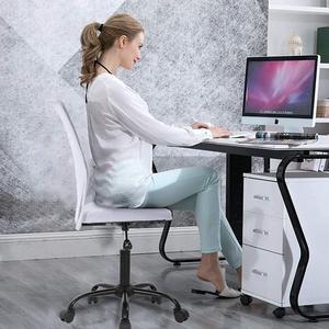 Home Office Chair No Arms Small Desk Chair Mid Back Mesh Chair Basic Computer Chair Height Adjustable Small Swivel Office Chair No Armrest Rolling Chair Swivel Chair Cheap Student Chair,White