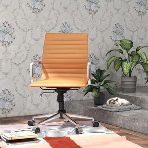 LUXMOD Mid Back Office Chair with Armrest, Terracotta Adjustable Swivel Chair in Durable Vegan Leather, Ergonomic Desk Chair for Extra Back & Lumbar Support, Modern Executive Chair
