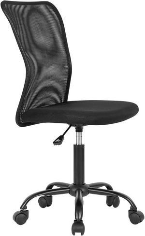 Office Chair Mesh Chair Ergonomic Computer Chair Cheap Chair No Arms Height Adjustable Swivel Chair with Lumbar Support for Office, Home, School (Black