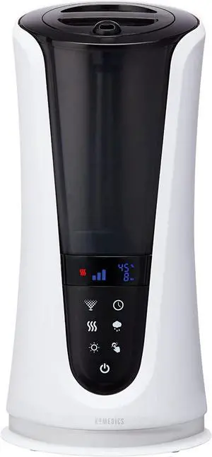 Homedics Ultrasonic Humidifier  Large Deluxe Air Humidifiers for Bedroom, Plants, Office  Cool and Warm Mist Humidifiers, Essential Oil Pads and Built-In Timer, 5 Mist Settings, White and Black