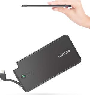 Luxtude 5000mAh Portable Charger iPhone Built in Lightning Cable (MFi Apple Certified), Ultra Slim External Battery Pack, Fast Charge Power Bank for iPhone 14/13/12/11 Pro/X/XR/XS Max/10/8/7/6S etc.