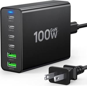 USB C Fast Charger 100W GaN Compact USB C Charging Station 6 Port USB Type C Charging Block Hub Power Strip, 4 PD USB C 2 QC USB A Wall Charger for iPad iPhone 15 14 13 12 11 Pro Max Pixel Note Galaxy