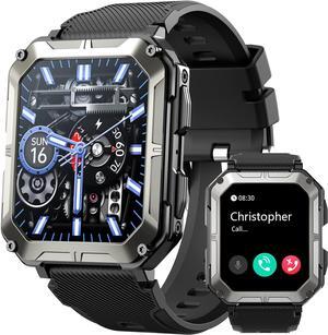 HOFIT Smart Watch for Men, Bluetooth Call(Answer/Make Call) Mens Watches, Military Rugged Smart Watches, 1.83in HD Touch Screen, Fitness Watch for Android iOS, Activities Tracker, Gifts for Men