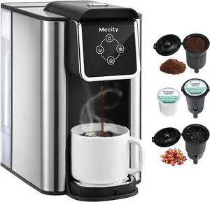 Mecity Coffee Maker 3 in 1 Single Serve Coffee Machine, Compatible with K cup Capsules, Instant Coffee Pot, Tea maker, 6,8,10 Oz Cup, Removable 50 Oz Water Reservoir, 120V 1150W