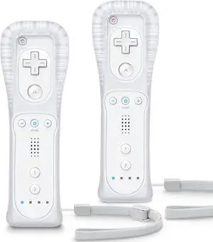 Wii Controller 2 Pack Wii Remote Controller with Silicone Case and Wrist Strap Remote Controller for Wii/Wii U White