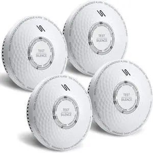 Smoke and Carbon Monoxide Detector, Dual Sensor Smoke CO Alarm with Built-in Battery and Silence Function,FJ183-A,4 Packs