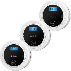 Smoke and Carbon Monoxide Detector Powered by Battery with Digital Display, Dual Alarm Sensor of Smoke and CO (3-Pack)