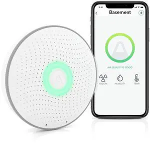 2950 Wave Radon - Smart Radon Detector with Humidity & Temperature Sensor  Easy-to-Use  Accurate  No Lab Fees  Battery Operated - Free App