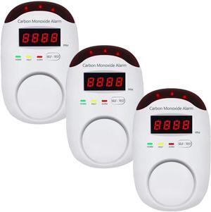 Carbon Monoxide Detectors, WESHLGD Plug-in CO Detector Alarm Monitor with LED Digital Display and Voice Alert for Home/Kitchen - 3 Pack