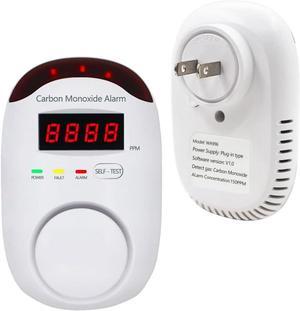 Plug-in Type Carbon Monoxide Alarm, CO Detector Monitor with LED Digital Display and Voice Alert for Home/Kitchen -1 Pack