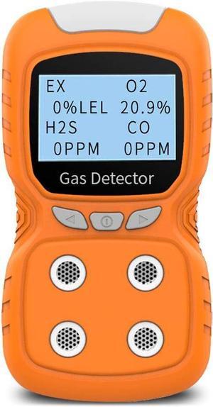 Portable Gas Detector, Gas Clip 4 Gas Monitor Meter Tester Analyzer, Rechargeable LCD Display Sound Light Shock Air Quality Tester, 2 Year Detector