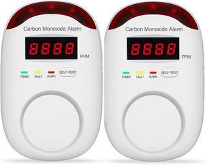 Plug-in Type Carbon Monoxide Alarm, CO Detector Monitor with LED Digital Display and Voice Alert for Home/Kitchen - 2 Pack