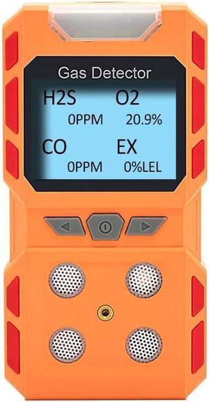 Portable 4 Gas Detector, Sound Light Vibration Multi-Gas Monitor Meter, Rechargeable LCD Screen Backlight -Ready to Use