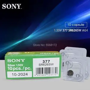 10pcs  For SONY 1.55V 377 376 SR626SW 626 SR626 V377 AG4 Watch Battery Button Coin Cell Single grain packing