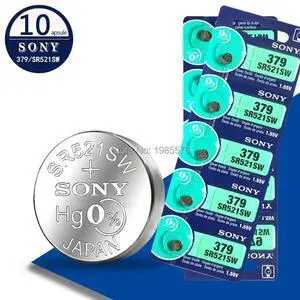 10pcs/lot For Sony 379 1.55V Silver Oxide Watch Battery 379 SR521SW D379 SR63 V379 AG0 Button Coin Cell MADE IN JAPAN