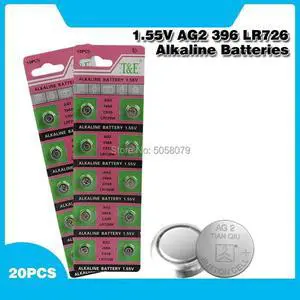 20pcs Alkaline Cell Coin Battery 1.55V AG2 LR726 Button Batteries 396 SR726 196 SG2 SR9 726 LR59 AG 2 For Watch Toys