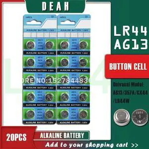 20PCS DEAH 1.55V AG13 LR44 Alkaline Cell Coin Battery AG 13 LR44W LR1154 SR44 A76 357A 303 357 Button Batteries For Watches Toy