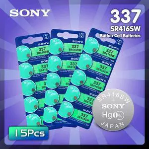 15pcs Sony Watch battery 337 SR416SW Silver Oxide 1.55V button cell battery for Watch Electric toy LED Headphone 15pcs Sony Watch battery 337 SR416SW Silver Oxide 1.55V button cell battery for Watch Electric toy LED Headphone