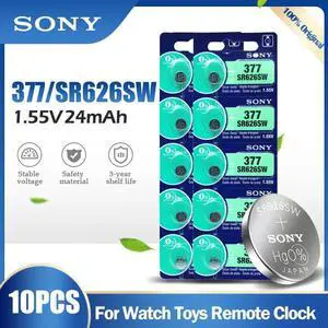 10PCS SONY 377 377A SR626SW AG4 SR626 LR66 LR626 AG 4 1.55V Silver Oxide Battery For Watch Clock Toy Car Remote Button Coin Cell 10PCS SONY 377 377A SR626SW AG4 SR626 LR66 LR626 AG 4 1.55V Silver Oxide Battery For Watch Clock Toy Car Remote Button Coin Cell