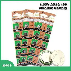 30pcs/card AG10 For Watch Toys Remote 189 LR54 Cell Coin Alkaline Battery 1.55V SR54 389 189 LR1130 389 SR1130 Button Batteries