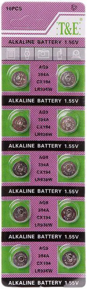 10PCS Alkaline Battery AG9 1.55V Button Coin Cell Watch Batteries LR936 394 SR936SW 194 V394 Control Remote B85B
