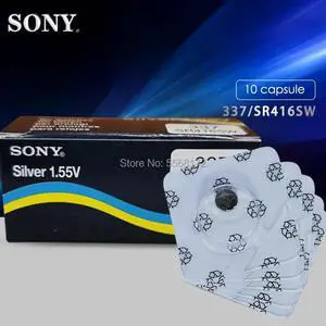 10pcs Sony 337 SR416SW button cell batteries 1.55V coin Silver Oxide battery LR416 623 D337 V337 SP337 Single grain packing 10pcs Sony 337 SR416SW button cell batteries 1.55V coin Silver Oxide battery LR416 623 D337 V337 SP337 Single grain packing
