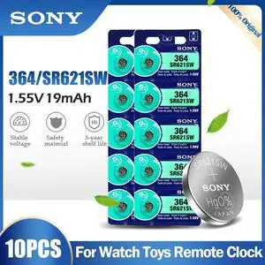 10PCS Sony 364 SR621SW AG1 LR621 621 164 531 SR60 LR60 1.55V Silver Oxide Battery For Watch Toy Calculator Meter Button Cell 10PCS Sony 364 SR621SW AG1 LR621 621 164 531 SR60 LR60 1.55V Silver Oxide Battery For Watch Toy Calculator Meter Button Cell