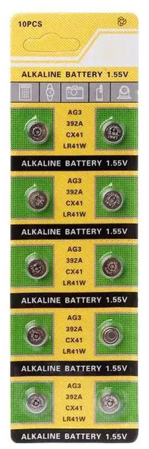 10PCS 10PCS Cell Coin Alkaline Battery AG3 1.55V Button Batteries SR41 192 L736 384 SR41SW CX41 LR41 392 Lamp Chain Finger Light